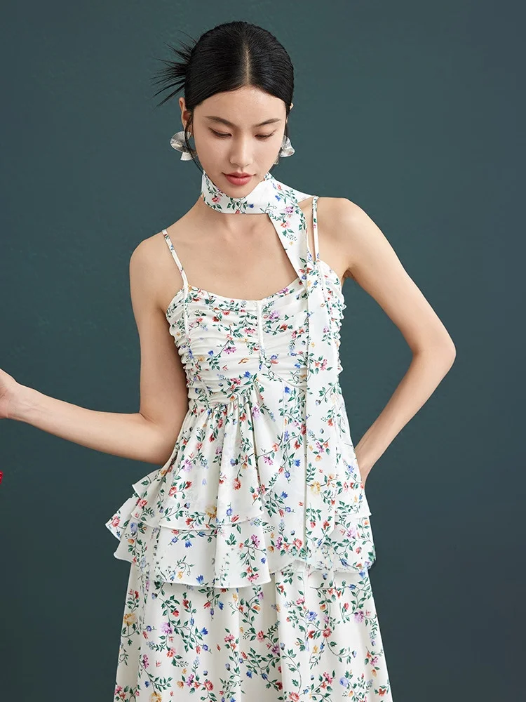

Jiancha "Christian Lovers" Pleated Sleeveless Top with Lace Trim Commute Style Loose Fit Polyester Women's Outerwear Short
