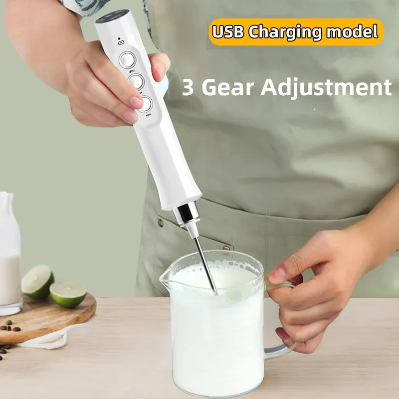 

Electric Coffee Milk Frother,Mini Quick Whip Foam Maker,USB Rechargeable Household Egg Beater,High Speed Drink Mixer,Cream Stir