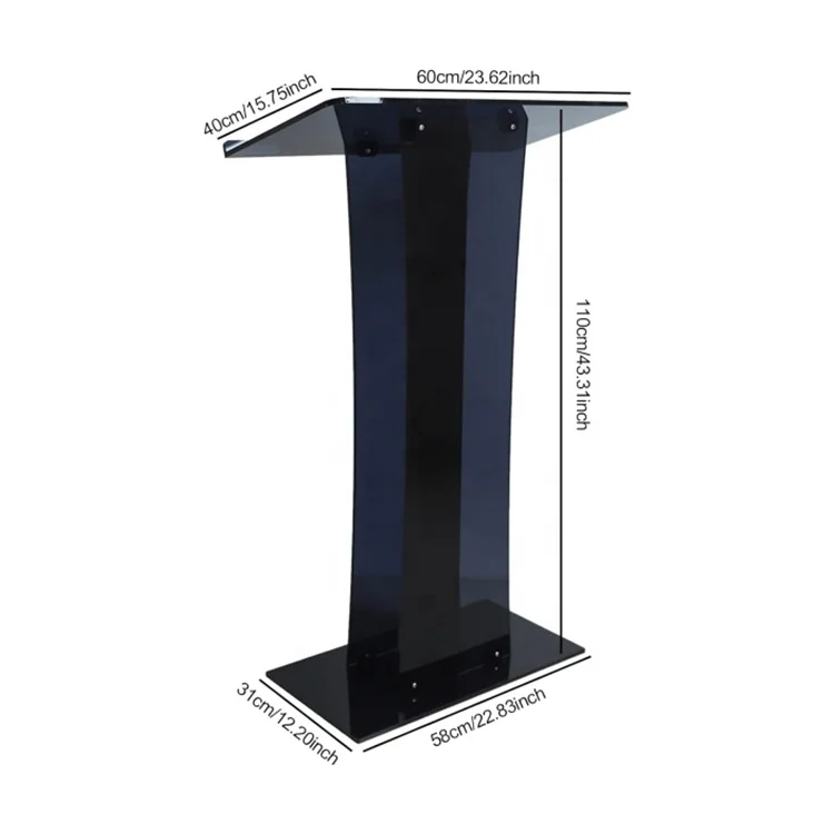 Durable acrylic plexiglass podium stand, transparent acrylic podium display stand, for speeches, churches, weddings