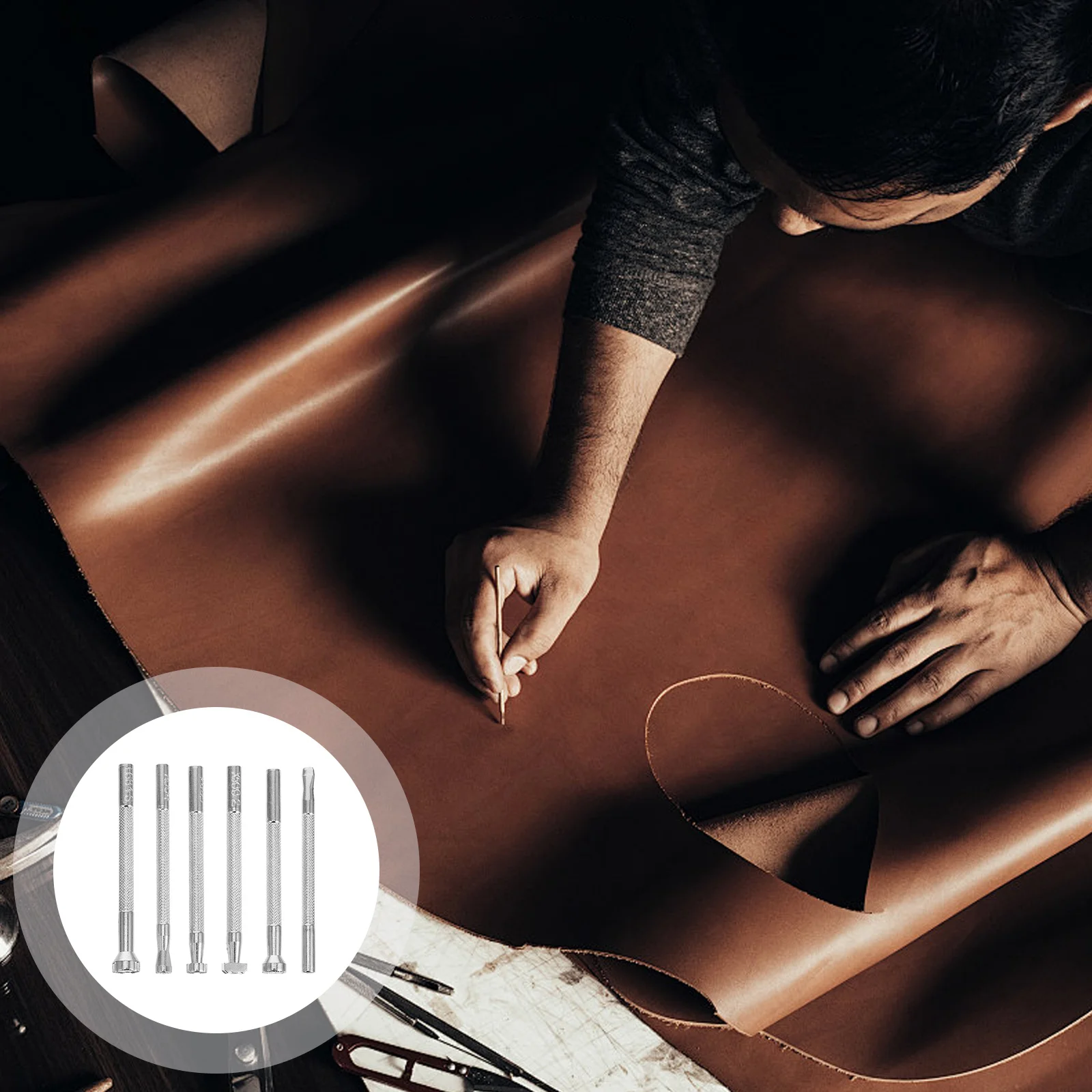 

6Pcs Leathercraft DIY Engrave Mold Stamping Kit Versatile Durable Easy to Use for Beginners Masters Embossing Tools