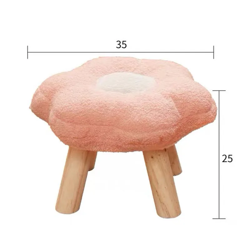 Plush Flower Stools Removable washable low stool Living Room Coffee Table Shoe Changing Ottoman Girls\' Bedroom Footrest Furnitur