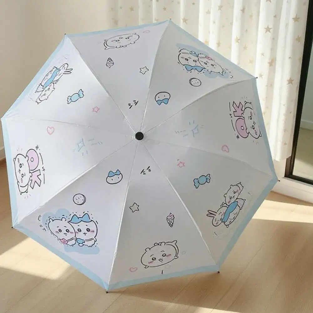 Cartoon Chiikawa Automatic Manual Parasol Anime Hachiware Kawaii Folding Sun Protection Umbrella Girls Rainy Umbrella Portable