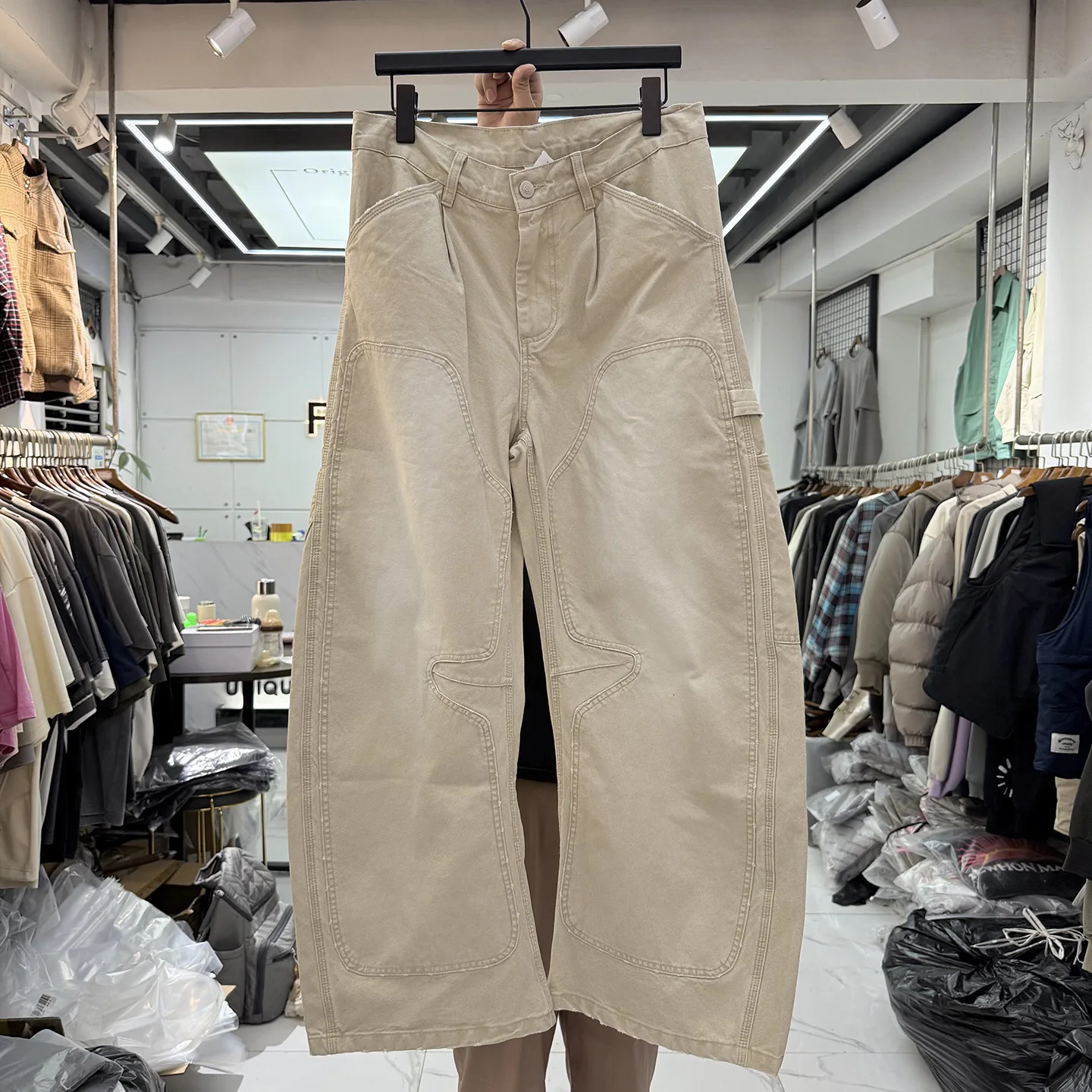 

Винтажные осенне-зимние американские свободные повседневные широкие брюки с ножом, мужские модные джинсы из хлопка 00% цвета