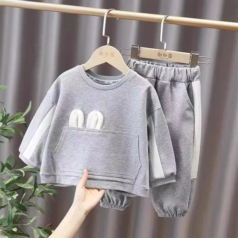 Baby Girls Clothes Set New Spring Autumn Fashionable Knotbow Suits Children's Cute Loose Sweater+Pants 2Pcs Kids Outfits  345