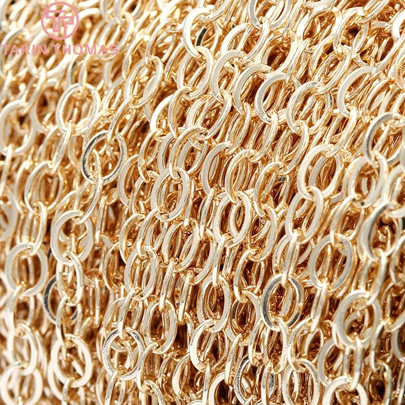 (4251)1Meter Kettenglied 4x4,8mm 24 Karat Gold Farbe Messing ketten für Halskette Armband Oberschenkel Qualität DIY Schmuck Ergebnisse Zubehör