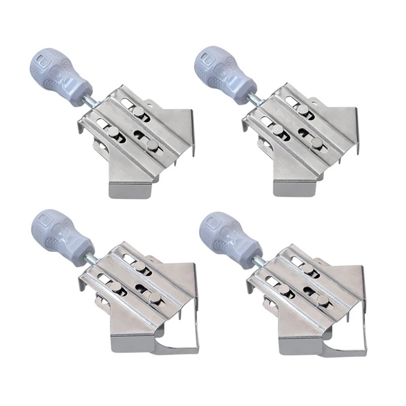 

A15F-4Pcs Upgraded 90 Degree Fixed Photo Frame Clip Stainless Steel Right Angle Clamp Woodworking Splicing Quick Clip
