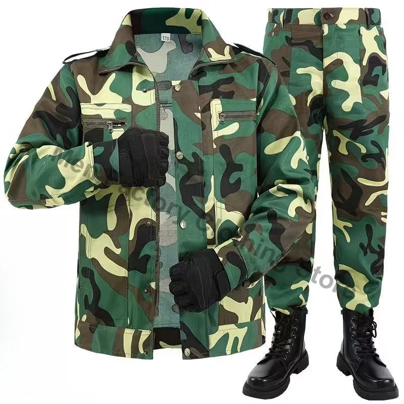 Camouflage Military Training Suit Men Tactical Army Sportswear Set Winter Combat Fitness Uniform Breathable Camo Jacket & Pants