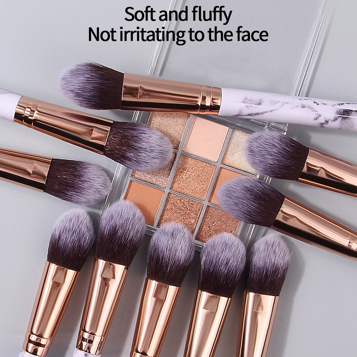 Ensemble de pinceaux de maquillage en marbre, 10 pièces, multifonctionnels, pour Blush, poudre à Condensation, pour surbrillance, ensemble complet d'outils de beauté