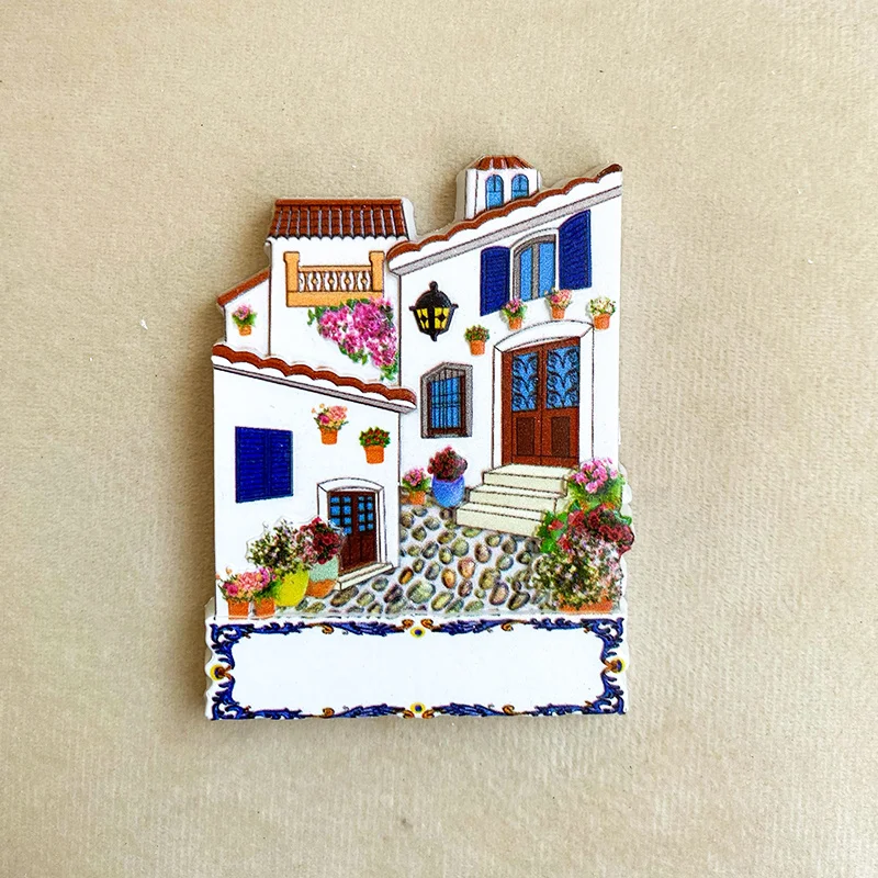 

3D Resin Refrigerator Magnet - Mediterranean Style House - Cultural Value and Historical Annotation