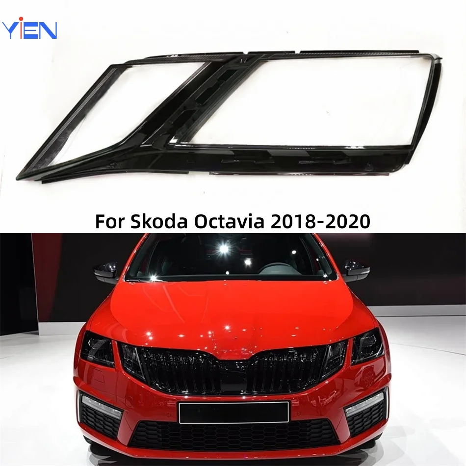 For Skoda Octavia 2018 2019 ​2020 Car Gadgets Auto Cover Glass Shell Car Front Headlight Lens Cover Lights Shell