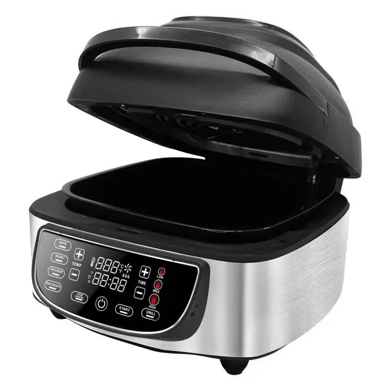 Electric smokeless 7L 1800W LED digital display stainless steel barbecue air fryer combination