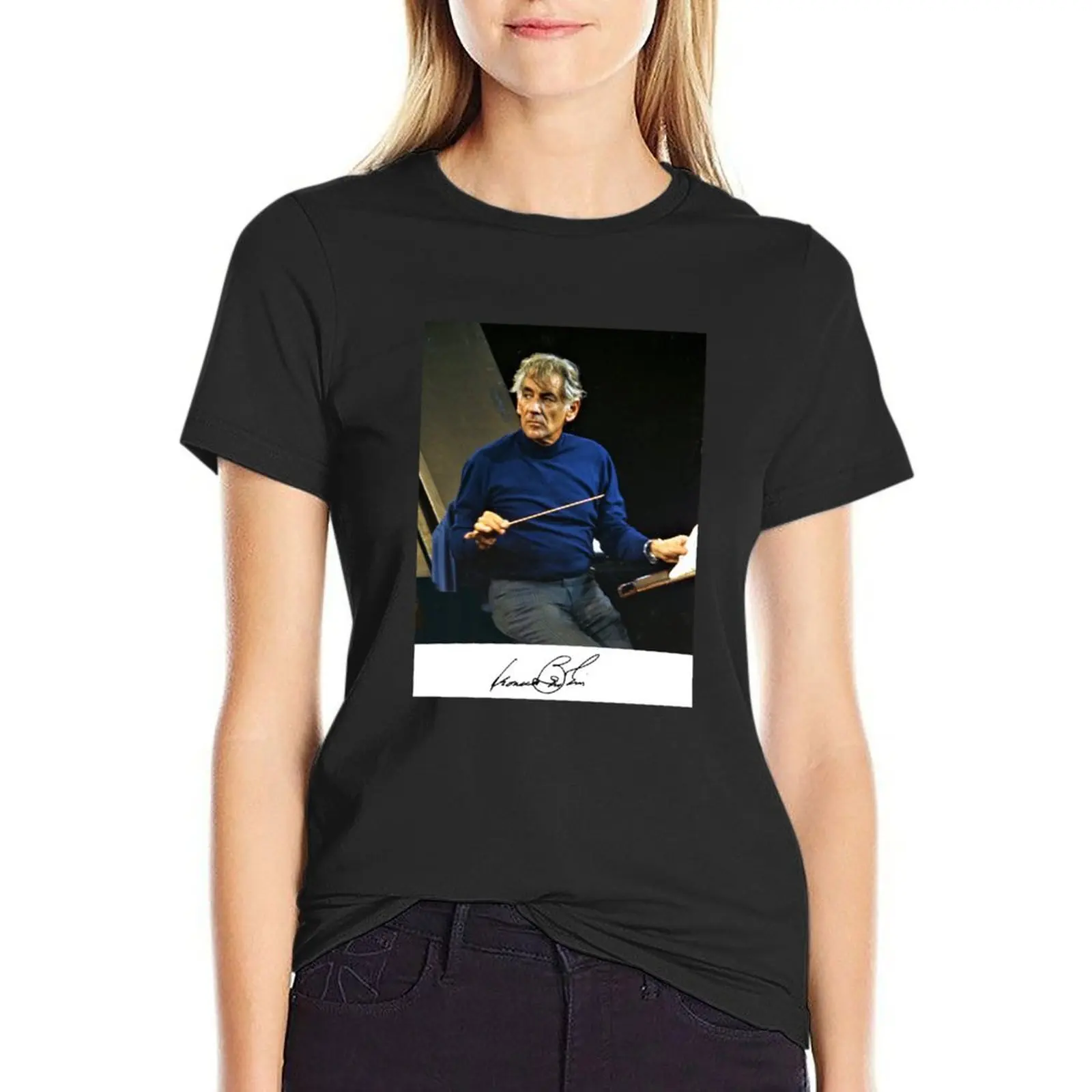 Leonard Bernstein Signature Portrait T-Shirt female vintage clothes summer blouses woman 2024