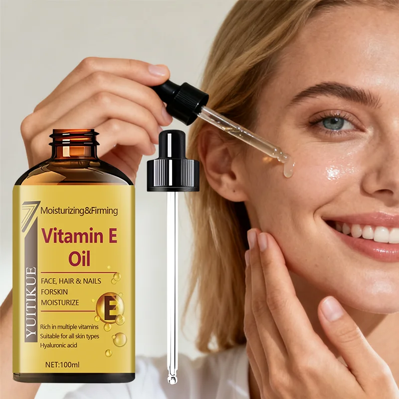 YUTIKUE 100ml Óleo de vitamina E - Cuidados faciais, cabelos e unhas multiuso, hidratante e reafirmante com ácido hialurônico