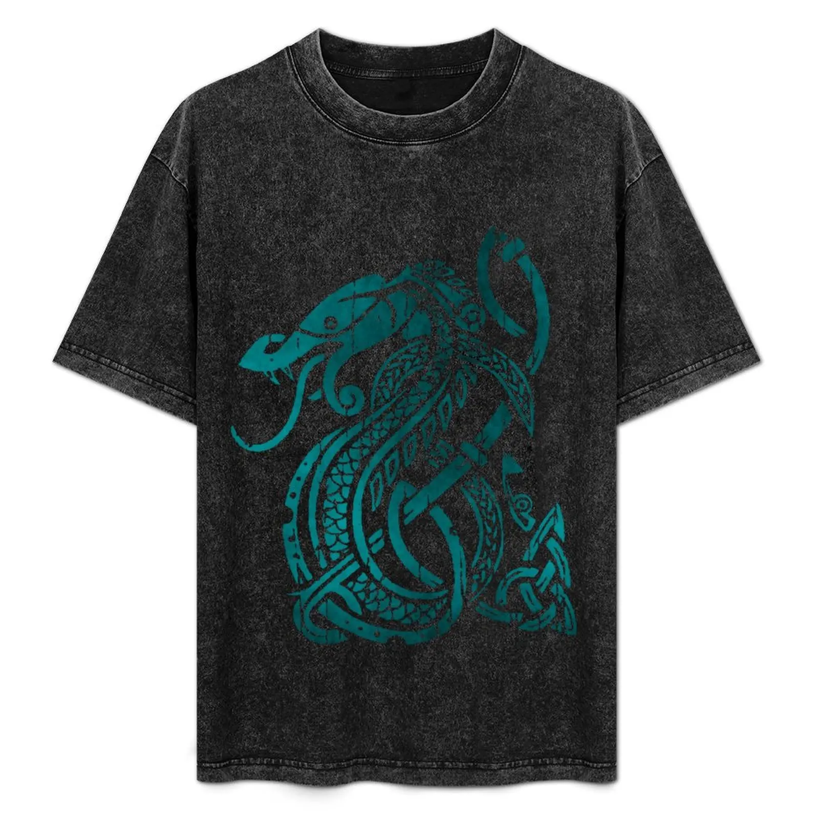 

Jormungandr The World Serpent Vikings Art T-Shirt Holiday Casual Short Sleeve Top