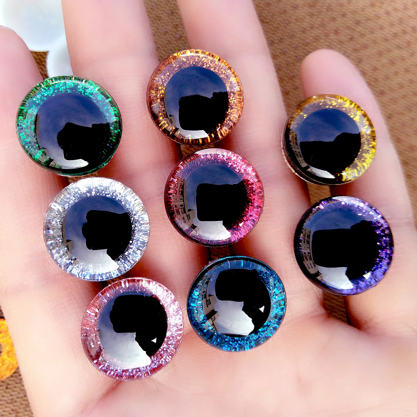 Glitter Sicherheitsaugen für Spielzeug häkeln Amigurumi Diy Puppenaugen 6mm 8mm 10mm 16mm Box Teddybär Stofftier Tier Puppenzubehör – Detail 1