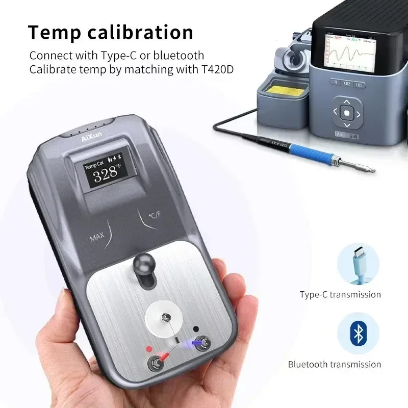 AIXUN DT01 Termometro con display digitale intelligente Misurazione della temperatura per stazione di saldatura con pistola ad aria calda Tester di