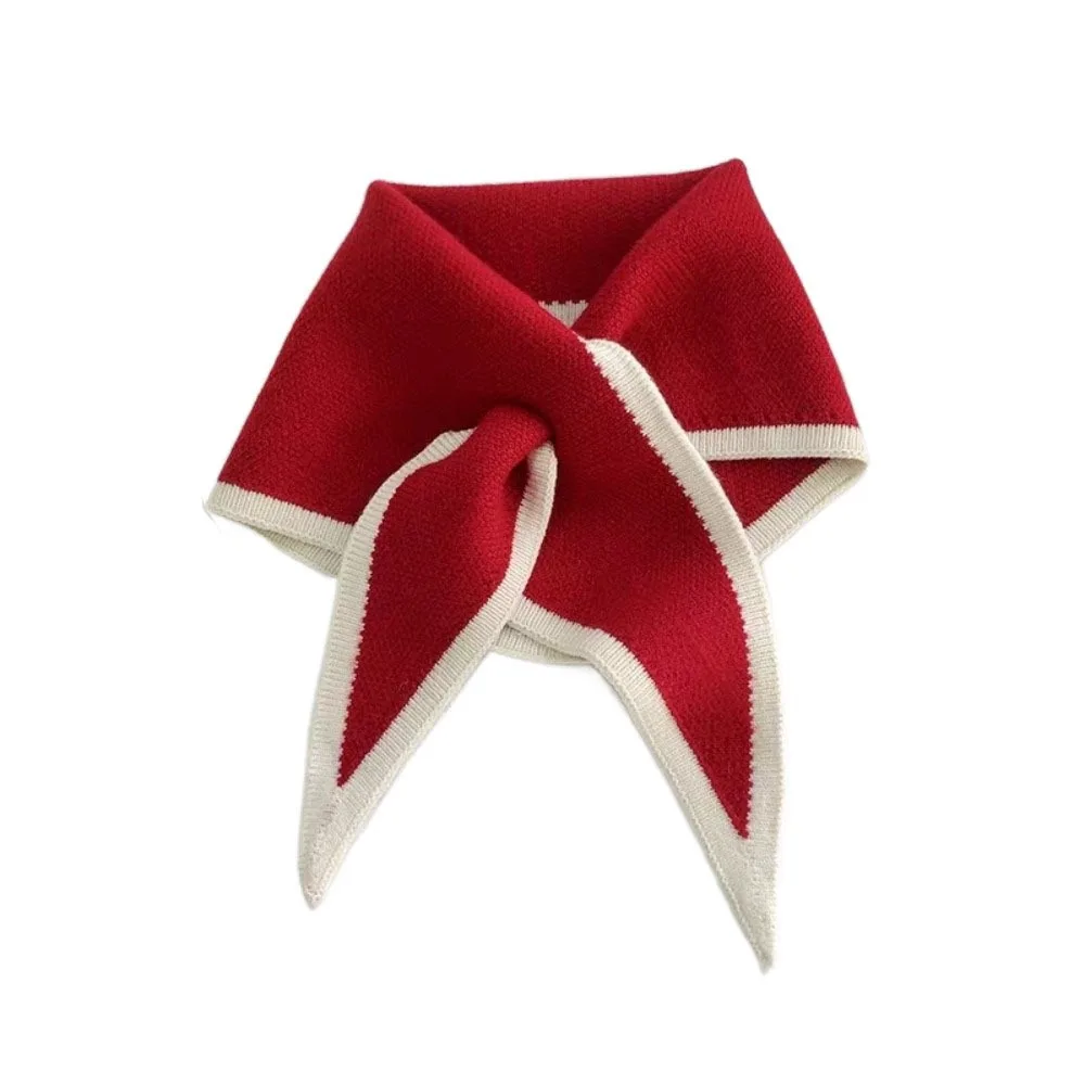 

Neck Cover Solid Color Cross Scarves Windproof Warm Knitted Scarf Neck Wraps Triangle False Collar Women