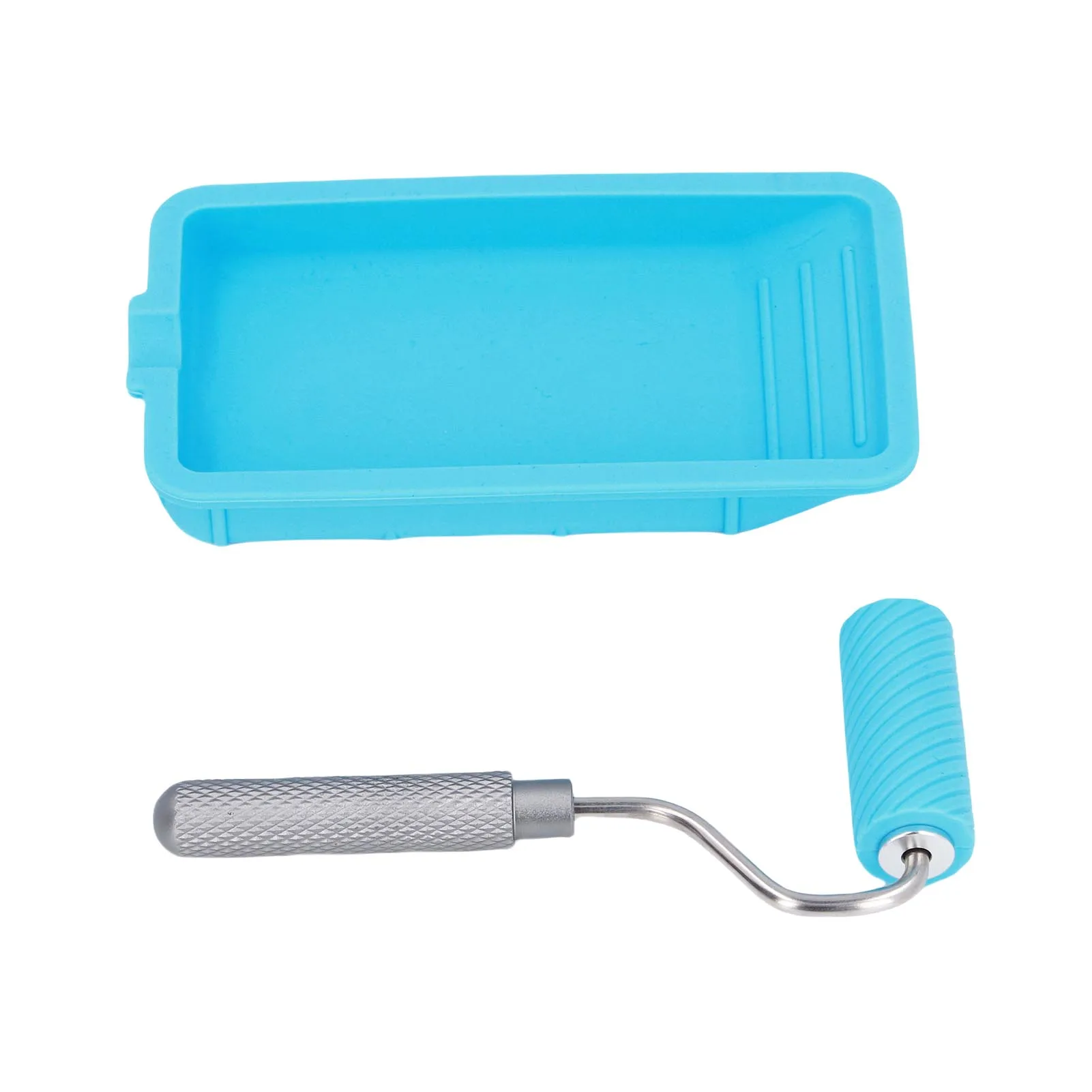 Latex Roller and Tray Silicone Paint Roller and Tray Set Reusable Soft Adhesive Latex Roller and Tray for Woodworking Crafts