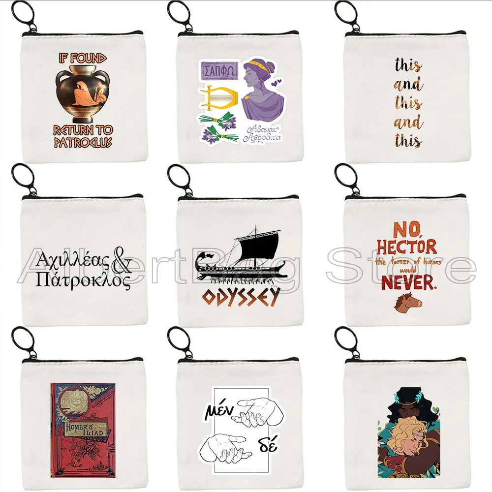 

The Iliad Song of Achilles Greek Mythology Patrochilles Achilles and Patroclus Gifts Canvas Coin Purse Key Case Bag Wallet Pouch