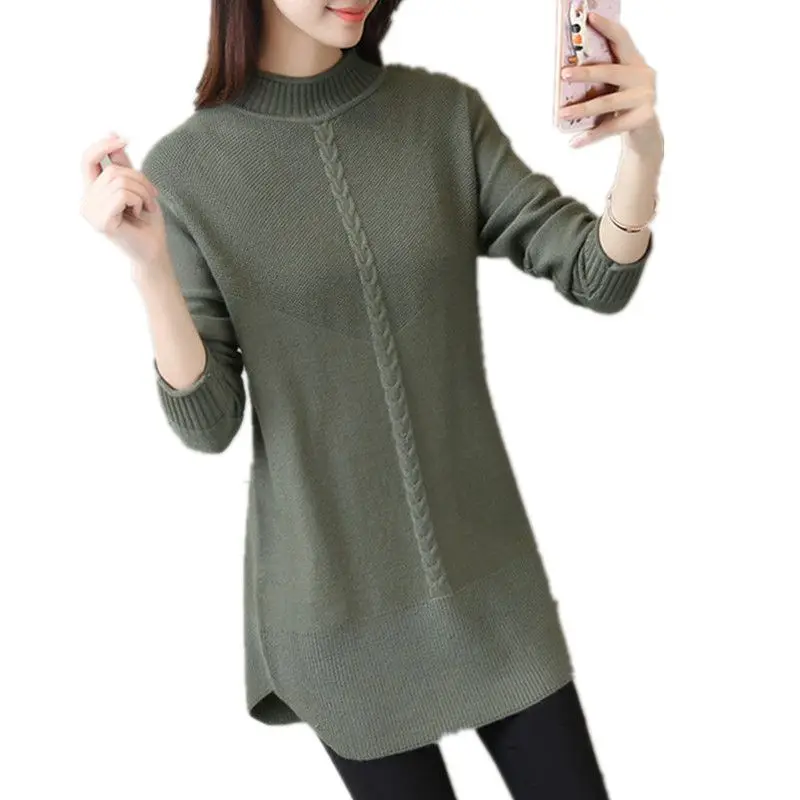 Vintage Slim New Women\'s Pullovers Top Autumn Winter New Long Sleeve Solid All-match Casual Swetry Moda Elegancka Odzież