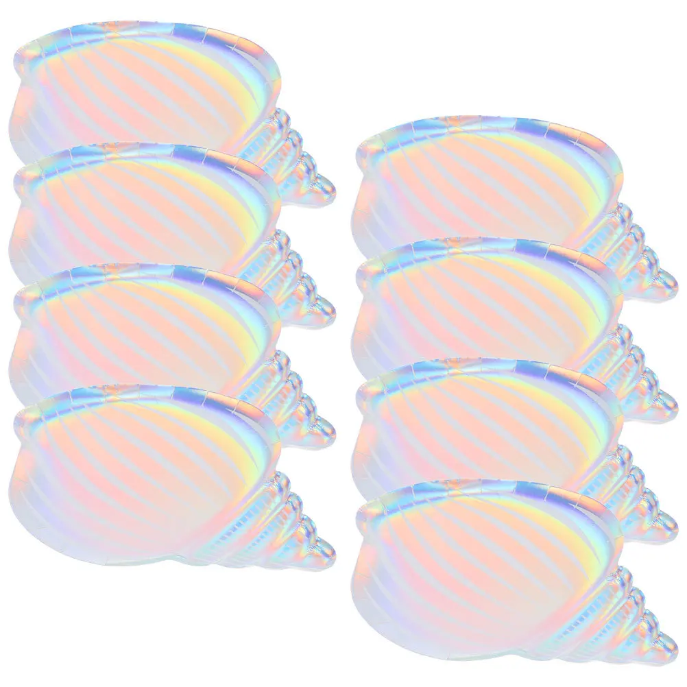 

8pcs Shell-Shaped Paper Plates Disposable Dinnerware For Party Birthday Wedding Cake Dessert Serving Appetizer Plate Decor