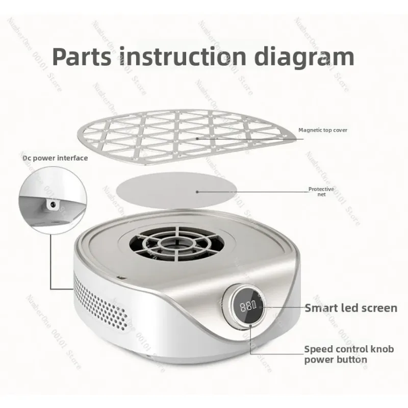 Brushless Turbine Nail Dust Collector High Suction Silent for Salon Professional Manicure Vacuum