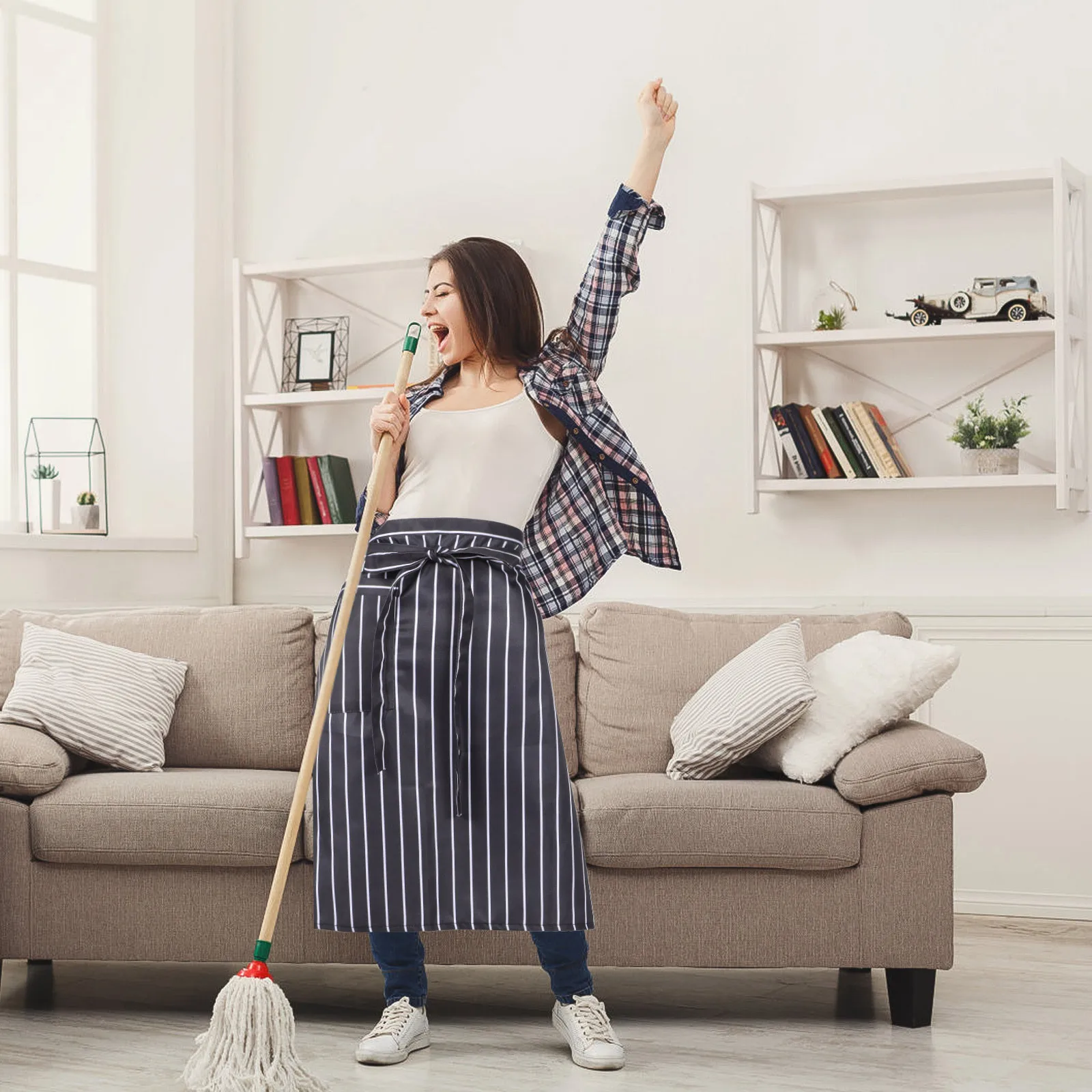 Black Half Apron Adjustable Waist Chef Apron Unisex for Cooking Baking Serving Waiter Waitress Server Aprons Server Aprons