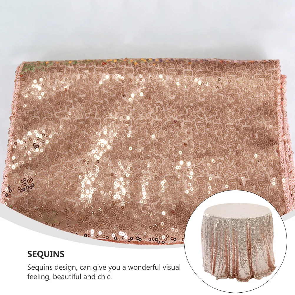 

1Pcs Sequin Embroidered Tablecloth Wedding Round Table Cover Rose Gold Decorative Party Table Protector Sequin Tablecloth