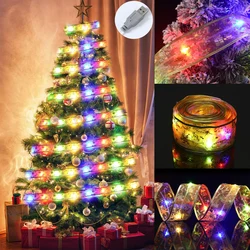 Christmas Fairy Lights Strings LED Ribbon Xmas Tree Ornaments Merry Christmas Decorations For Home 2024 Navidad Natal New Year