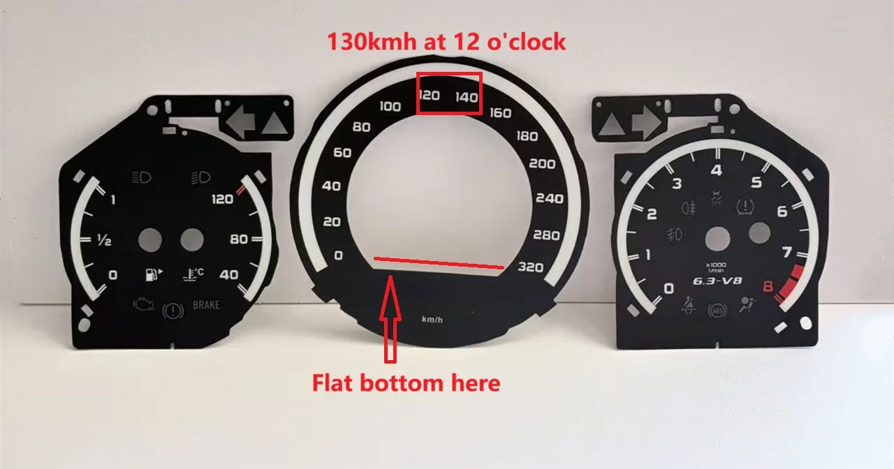 Customized Dial Gauge Face For Benz W204 AMG C63 Petrol Speedometer Cluster Disc Overlay MPH Convert To KMH 6.3-V8