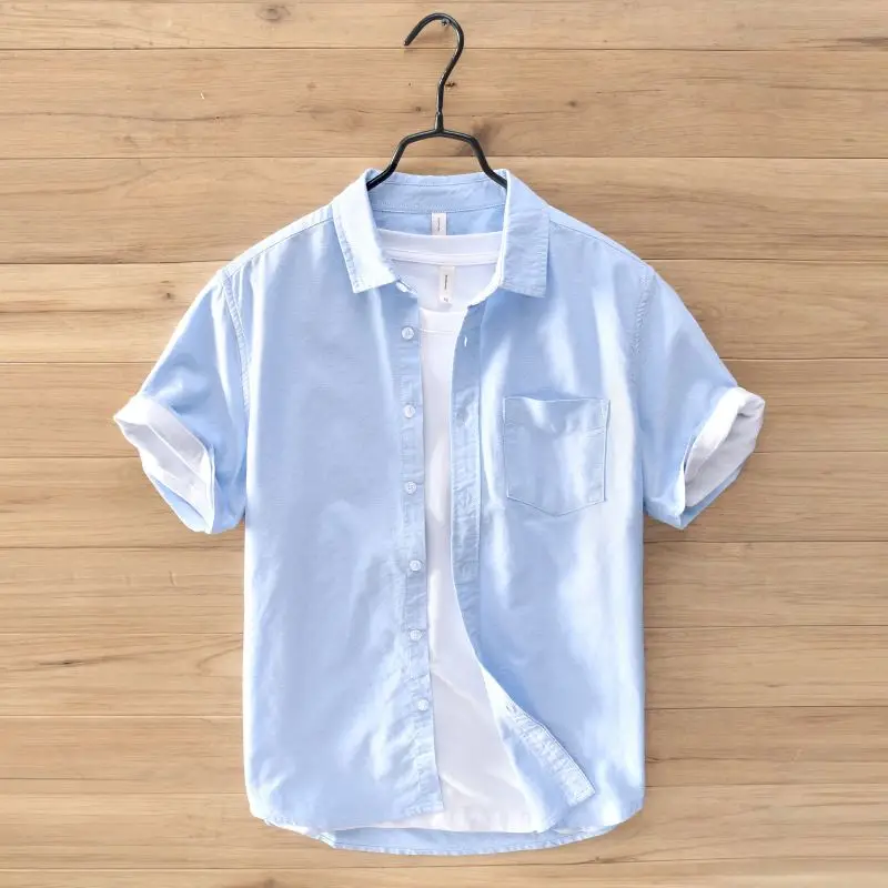 

Summer Ox Cloth ort Sve Men's Casual Loose Fit Cotton irt f Sve Pure Cotton Trendy Korean Sle Artistic