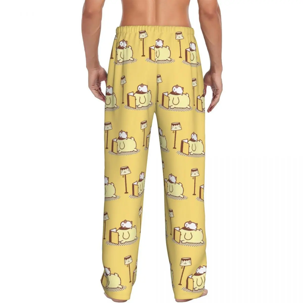 Custom Printed Men Pompompurin Pajama Pants Cute Dog Sleepwear Sleep Lounge Bottoms with Pockets