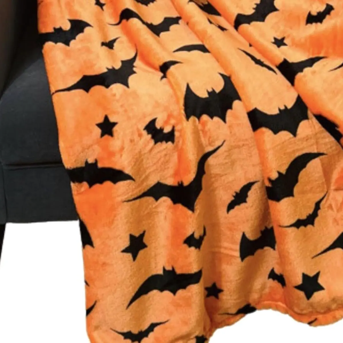 1PC Festive Halloween Black Bats Printed Flannel Blanket for Sofa Office Bed Plane Travel Sleep Read Relax