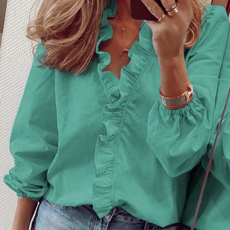 Hot Sale Womens Tops And Blouses Elegant Long Sleeve White Ol Shirt Ladies Solid Color Chemise Femme Blusa Feminina Streetwear