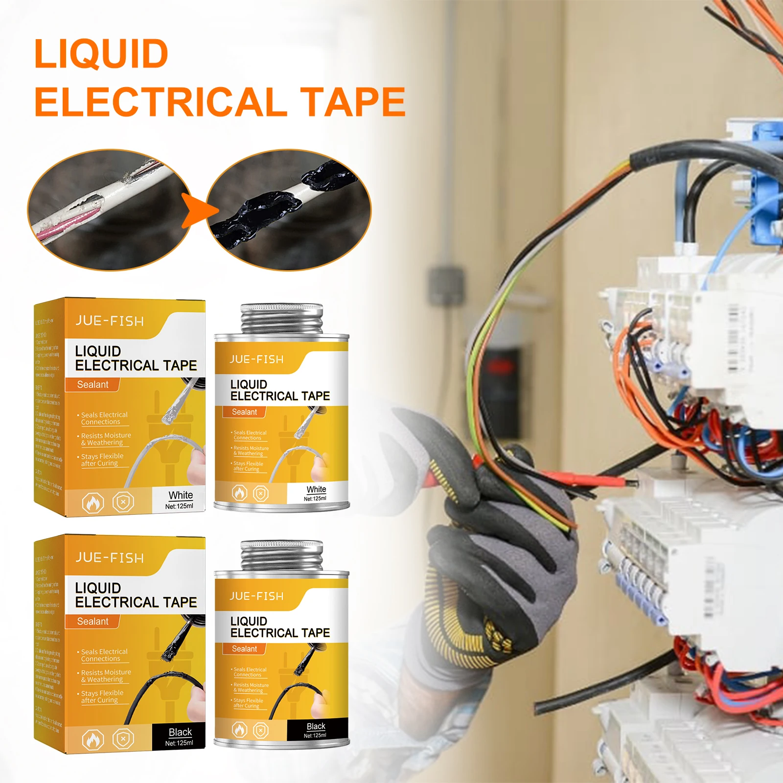 Black Electrical Insulating Tape, Moisture Resistant & Heat Tolerant, Works as Substitute for Heat Shrink Tubing