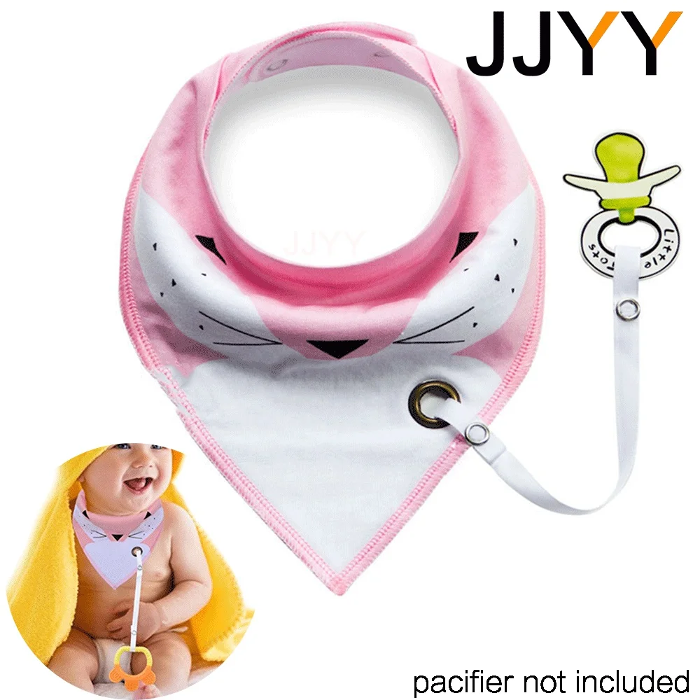 

JJYY Baby Saliva Towel with Hole Pacifier Chain Baby Triangle Towel Waterproof and Anti-dirty Double Bib Pocket