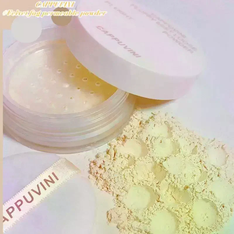 Juego de niebla de terciopelo, polvo de maquillaje fino y no pegajoso, niebla facial mate, maquillaje, polvo de miel transparente, sujeción de maquillaje