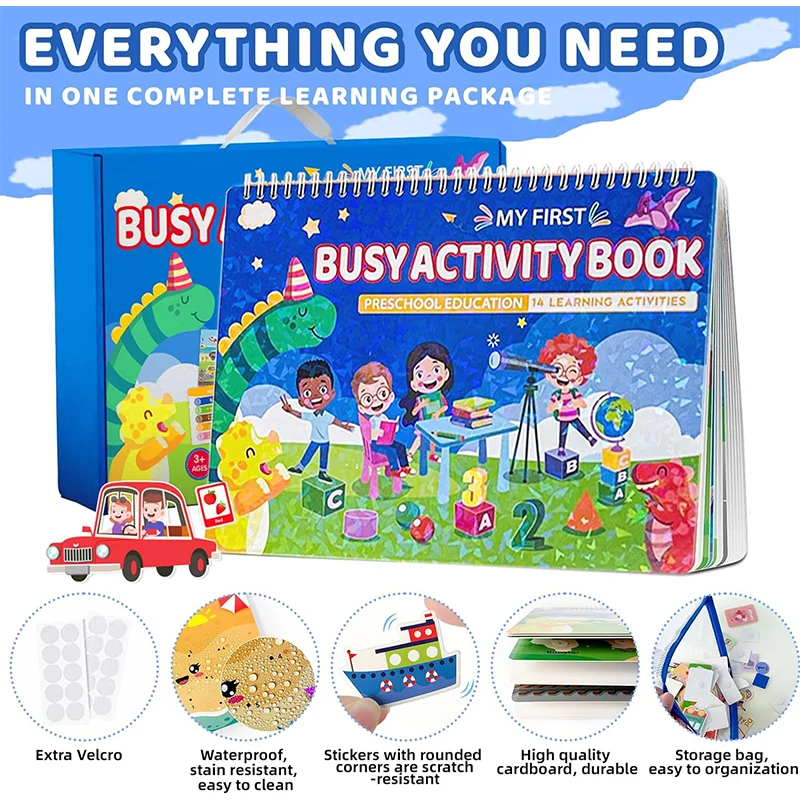 Montessori Busy Book Preschool Learning Activities Busy Book Themes Autism Educational Autism Sensory Travel Toys For Kids