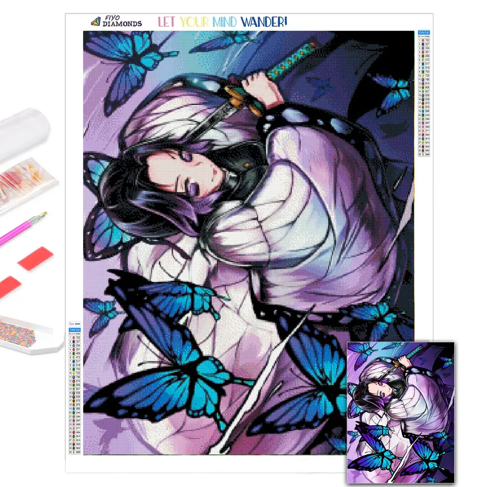 DIY 5D Diamond Painting Anime Demon Slayer Picture Mosaic Full Diamond Rhinestones Embroidery Cross Stitch Set Home Decoration