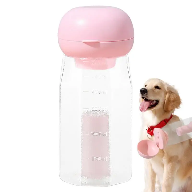 600ml Dog Travel Water Bottle Large Capacity 2 In 1 Puppy Water Dispenser Portable Travel Drinking Feeder Pet Dog Supplies