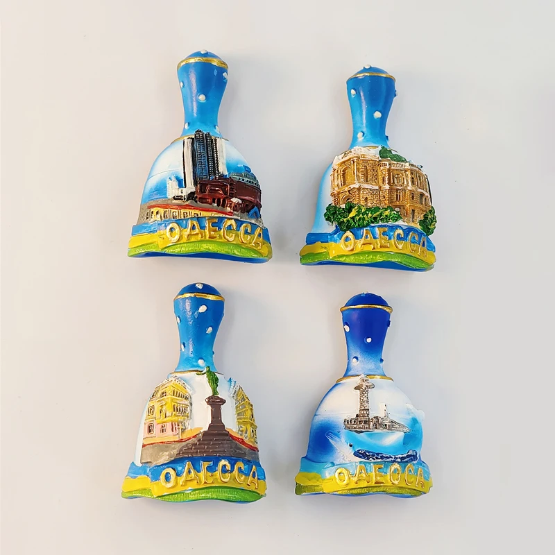 Ukraine，Odessa，bell，3D Stereoscopic，Tourism souvenirs，Resin painting，Decoration home，Refrigerator magnets