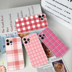 Cute Pink Plaid  Phone Case For iPhone 15 14 11 12 13 Mini Pro XS Max Cover 6 7 8 Plus X XR SE 2020 Funda Shell