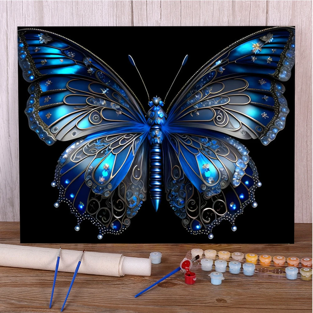 Butterfly Coloring By Numbers Painting Kit Acrylic Paints 40*50 Oil Painting Home Decor Crafts For Adults Wall Art Handicraft