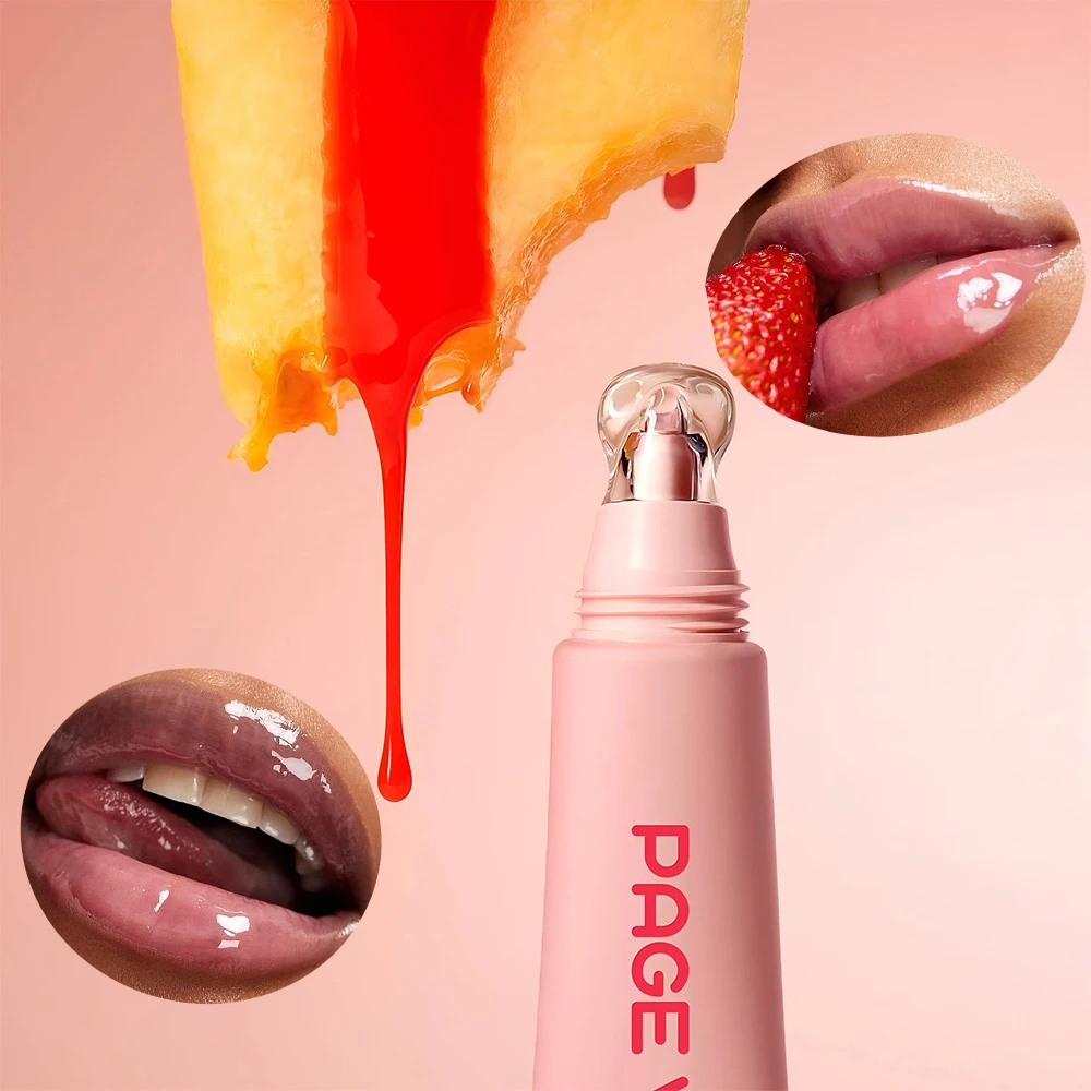 بلسم شفاه عصير من PAGE VINE أحمر شفاه مرطب ومغذي وملمع شفاه لامع وإزالة الجلد الميت وتقشير زيت الشفاه ومكياج الشفاه