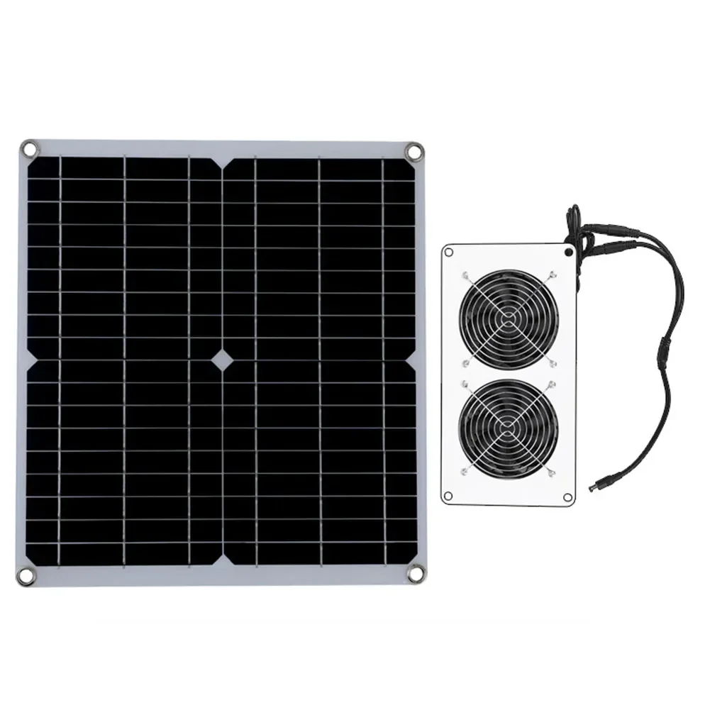 

Solar Plate Exhaust Fan 30W Solar Panel Solar Powered Dual Fan Kits Pet House RV Exhaust Fan Solar Panel Alternative Energy Tool