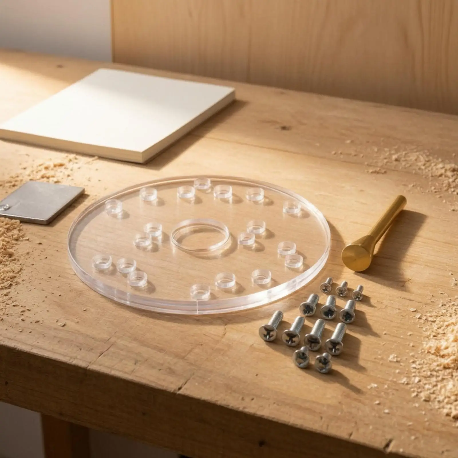 Acrylic Router Base Plate with Guide Pin for Woodworking Edge Trimming and Template Routing