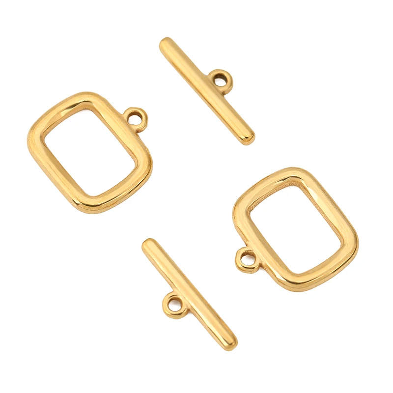 5 Sets Stainless Steel Gold Rectangle OT Toggle Clasps Hooks DIY Jewelry Making Necklace Connectors Bracelet Findings Supplies