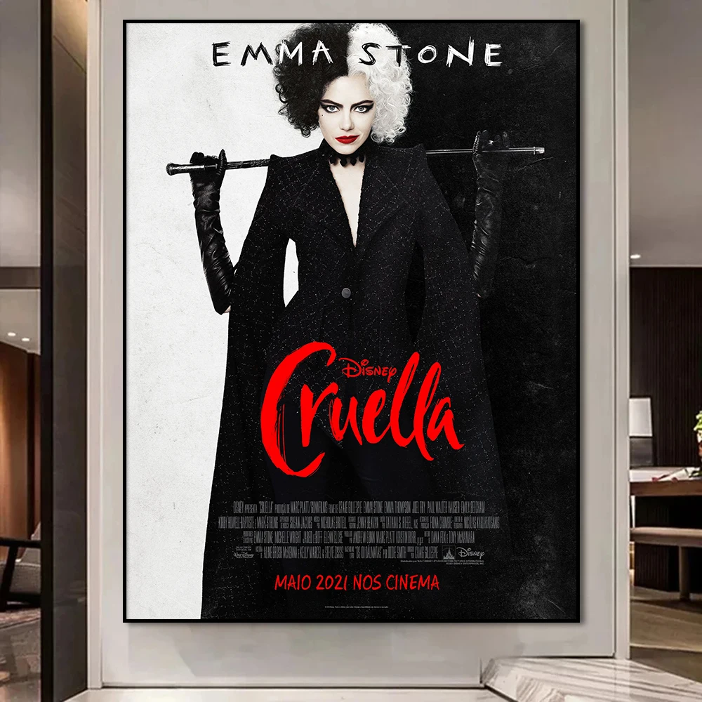 Cruella Movie Poster Modern Wall Art Canvas Painting Print Disney Film Fashon Woman Picture for Living Room Home Decor Cuadros