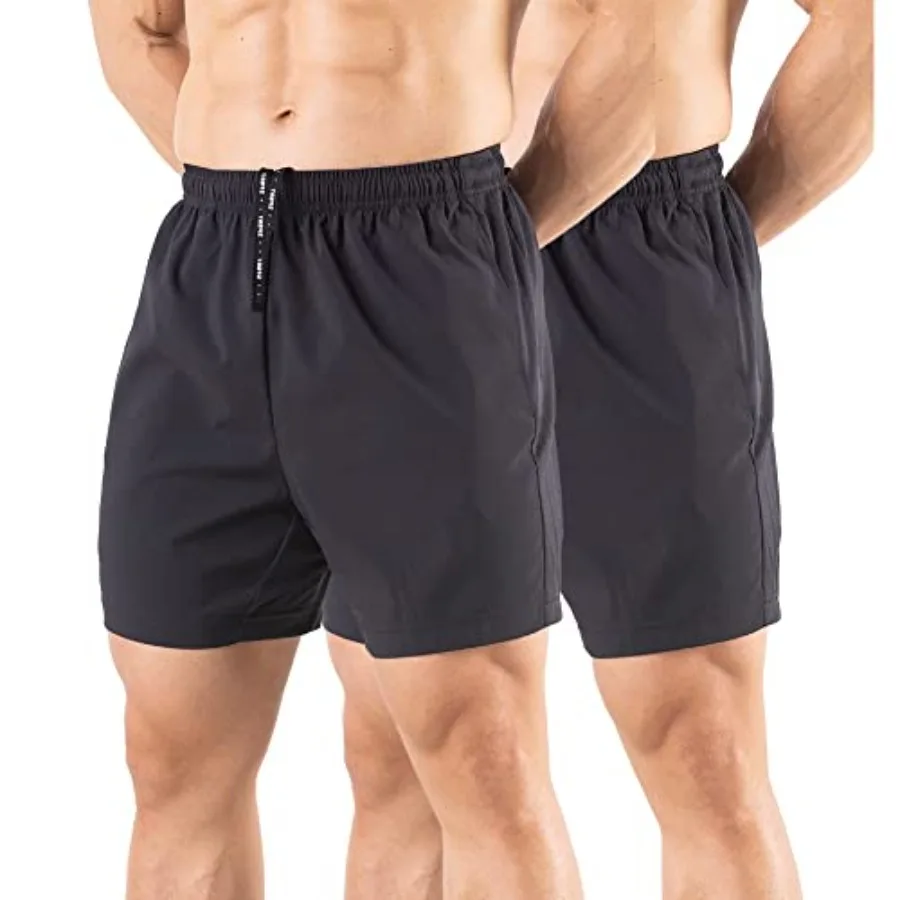 

Men's 5" Running Shorts 2 Pack Quick Dry Athletic Workout Gym Shorts with Zipper Pockets