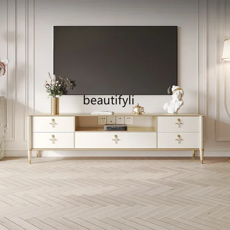 M182 Y Living room TV cabinet new hollow storage locker integrated floor solid wood combination